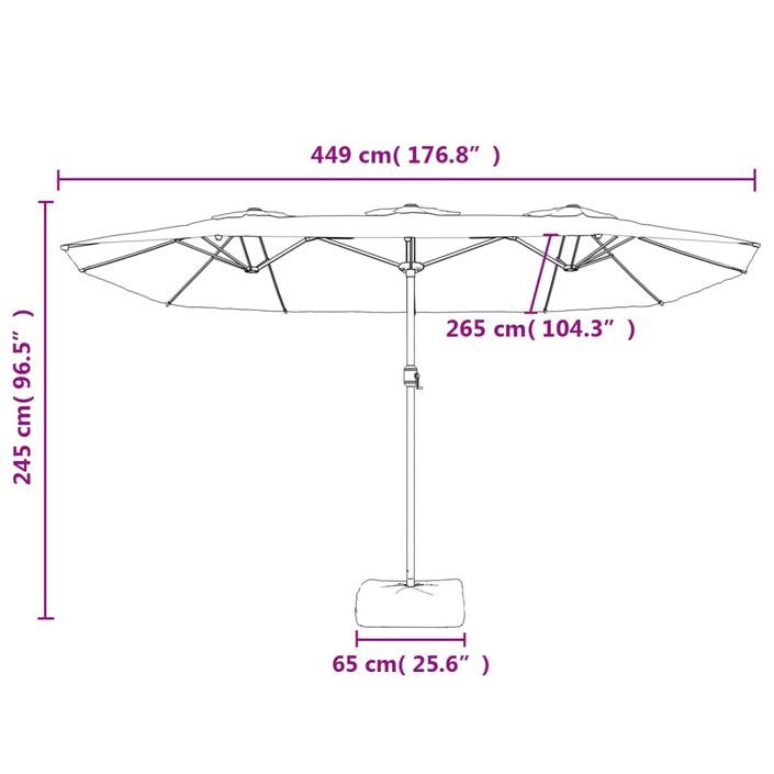 Parasol à double tête avec LED anthracite 449x245 cm - Photo n°10