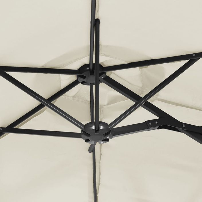 Parasol à double tête avec LED blanc sable 316x240 cm - Photo n°8