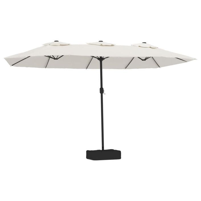 Parasol à double tête avec LED blanc sable 449x245 cm - Photo n°1