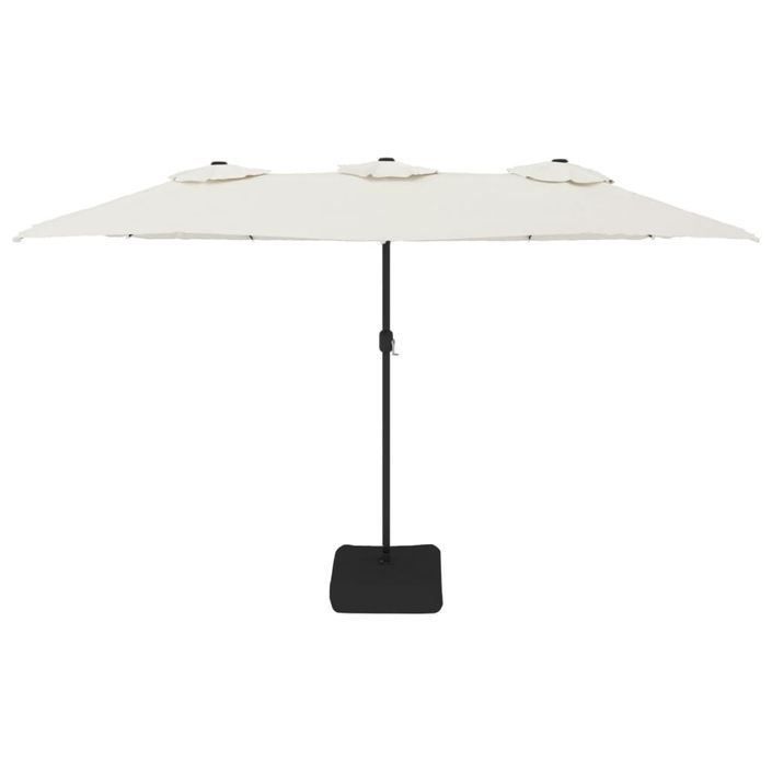 Parasol à double tête avec LED blanc sable 449x245 cm - Photo n°4