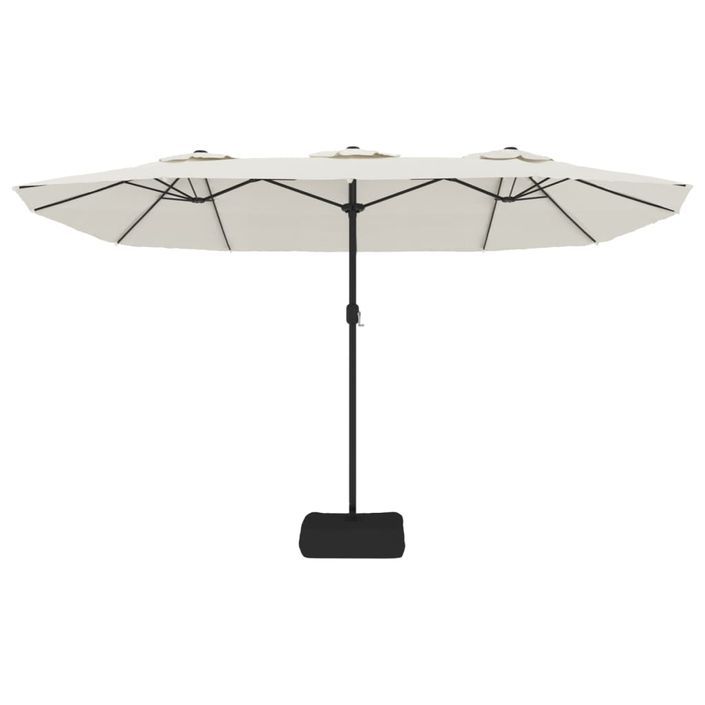 Parasol à double tête avec LED blanc sable 449x245 cm - Photo n°5