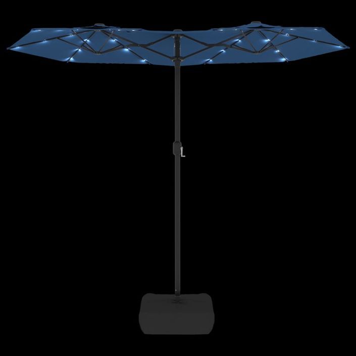Parasol à double tête avec LED bleu azuré 316x240 cm - Photo n°6