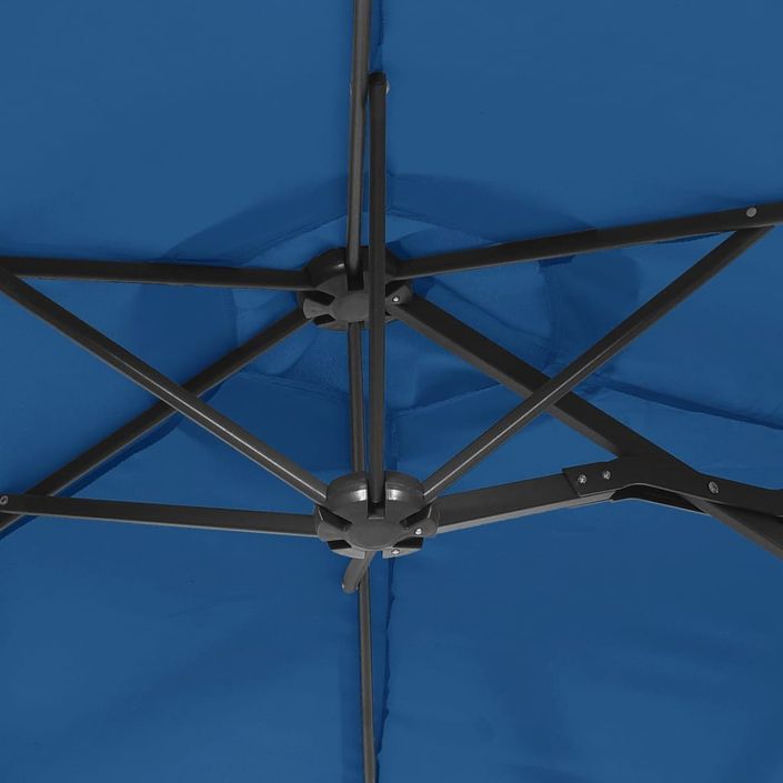 Parasol à double tête avec LED bleu azuré 316x240 cm - Photo n°8