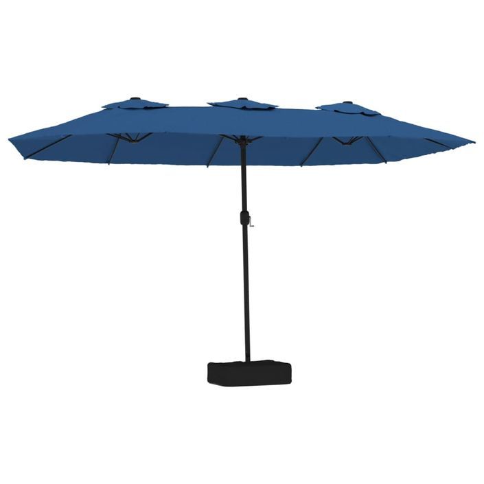 Parasol à double tête avec LED bleu azuré 449x245 cm - Photo n°1