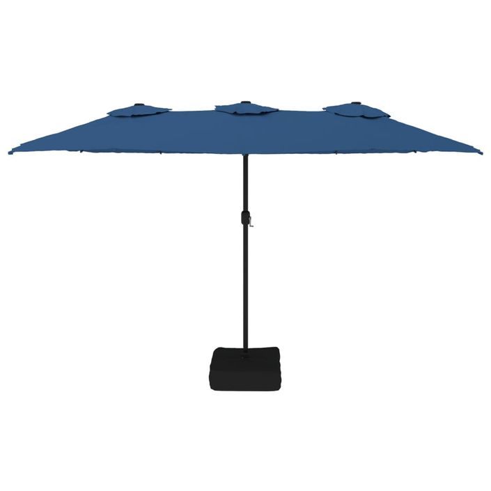 Parasol à double tête avec LED bleu azuré 449x245 cm - Photo n°4