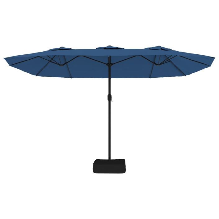 Parasol à double tête avec LED bleu azuré 449x245 cm - Photo n°5