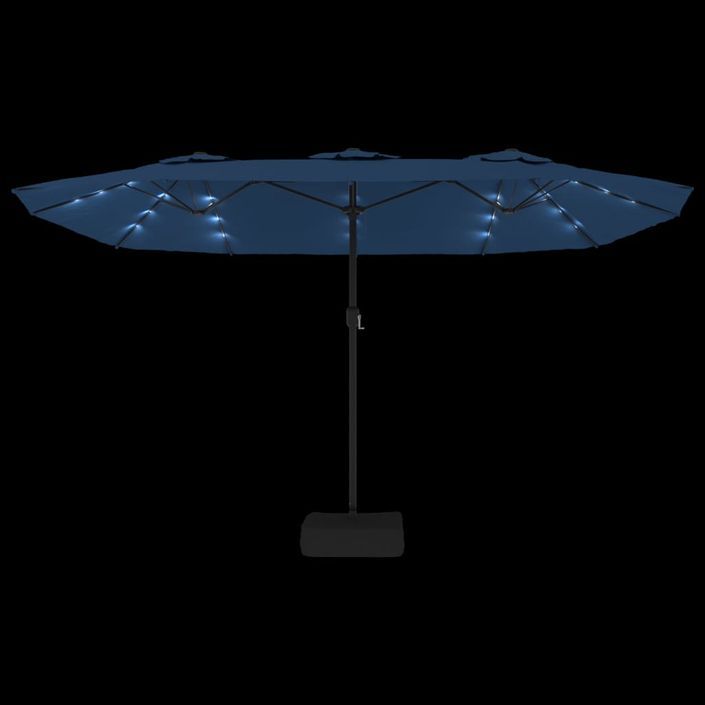 Parasol à double tête avec LED bleu azuré 449x245 cm - Photo n°6