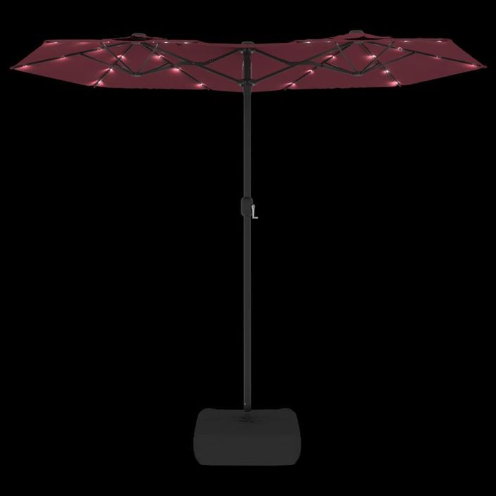 Parasol à double tête avec LED rouge bordeaux 316x240 cm - Photo n°6
