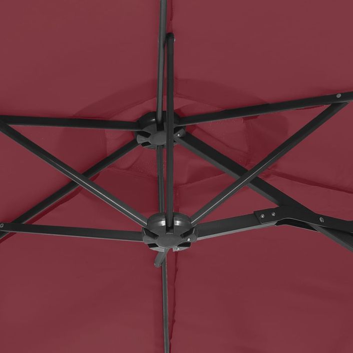 Parasol à double tête avec LED rouge bordeaux 316x240 cm - Photo n°8