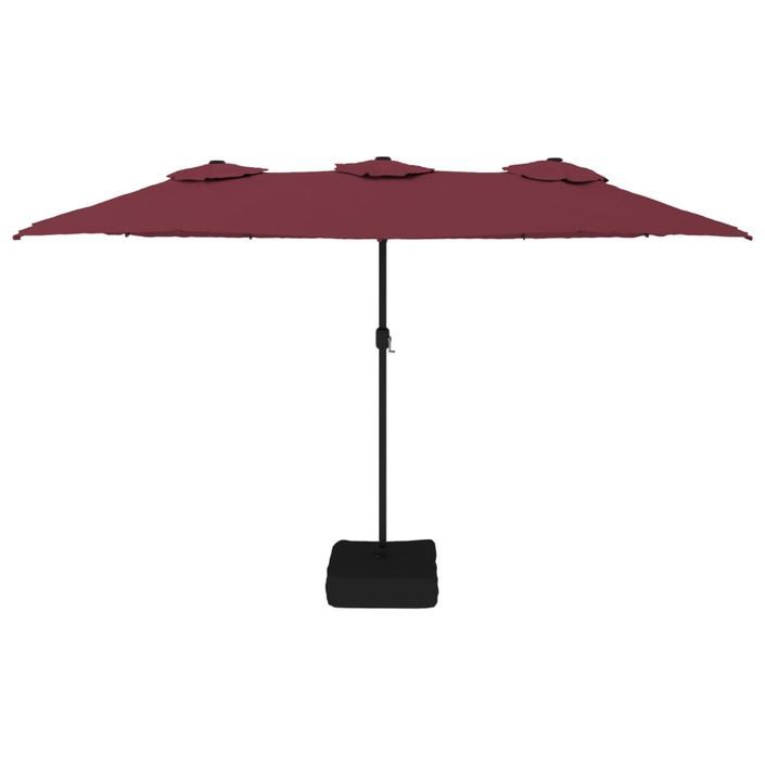 Parasol à double tête avec LED rouge bordeaux 449x245 cm - Photo n°4