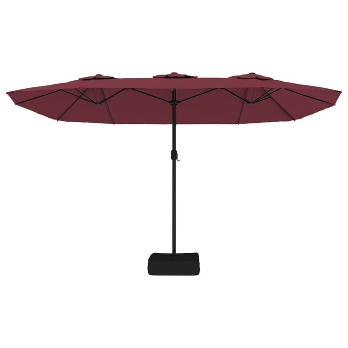 Parasol à double tête avec LED rouge bordeaux 449x245 cm - Photo n°5