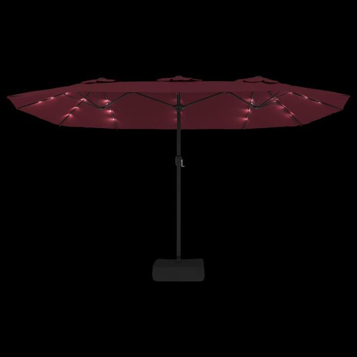 Parasol à double tête avec LED rouge bordeaux 449x245 cm - Photo n°6