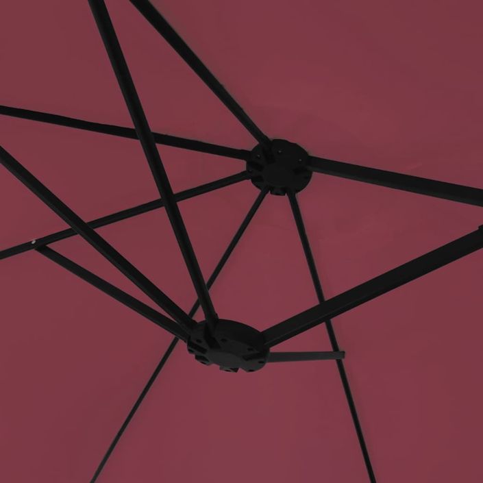 Parasol à double tête avec LED rouge bordeaux 449x245 cm - Photo n°8