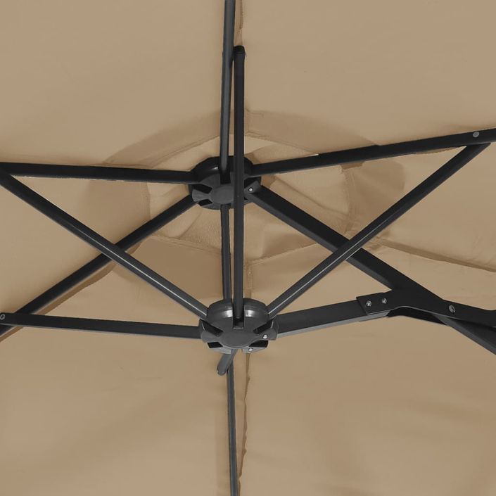 Parasol à double tête avec LED taupe 316x240 cm - Photo n°8