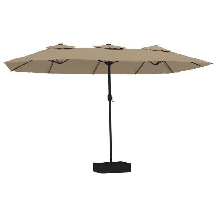 Parasol à double tête avec LED taupe 449x245 cm - Photo n°1