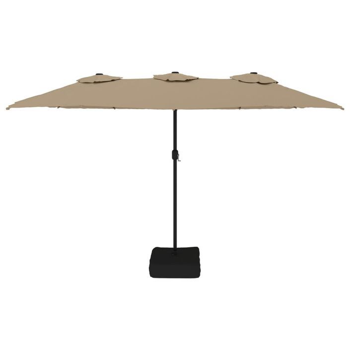 Parasol à double tête avec LED taupe 449x245 cm - Photo n°4