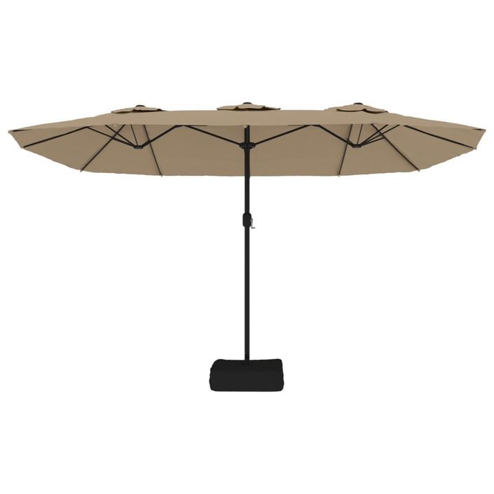 Parasol à double tête avec LED taupe 449x245 cm - Photo n°5