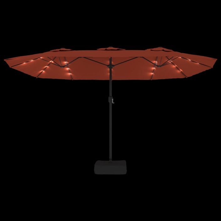 Parasol à double tête avec LED terre cuite 449x245 cm - Photo n°6