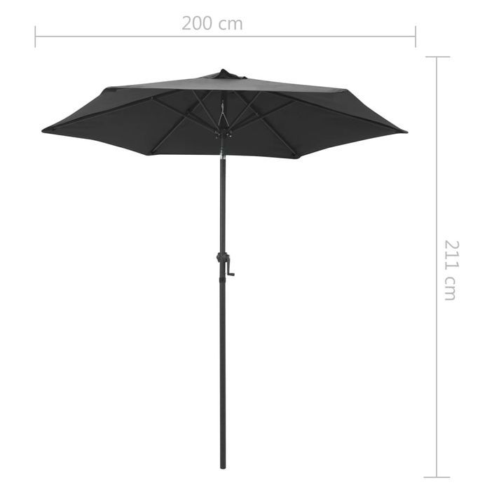 Parasol Anthracite 200x211 cm Aluminium - Photo n°7