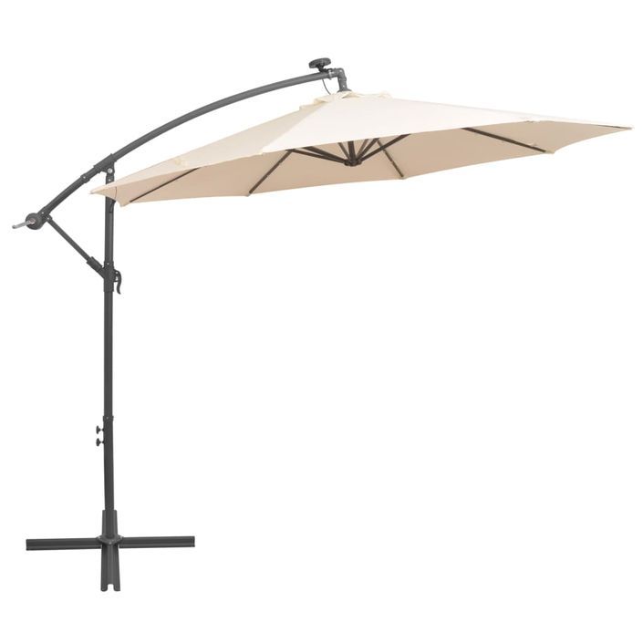 Parasol avec éclairage LED 300cm Poteau en métal Sable - Photo n°6