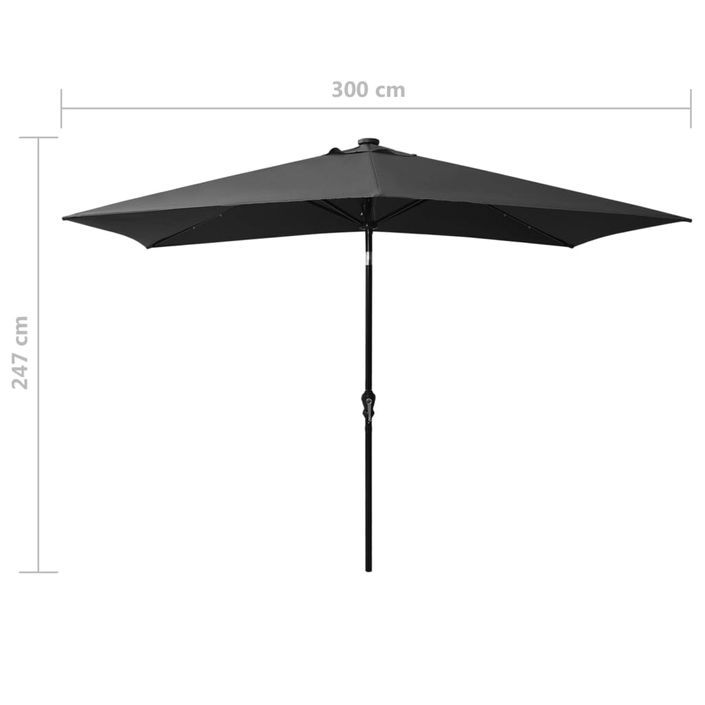 Parasol avec LED et mât en acier Anthracite 2x3 m - Photo n°11