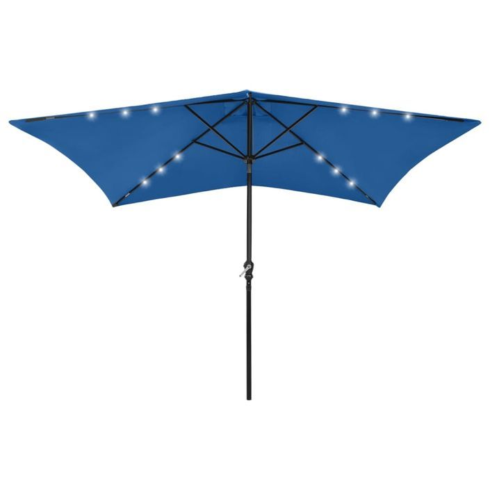 Parasol avec LED et mât en acier Bleu azuré 2x3 m - Photo n°1