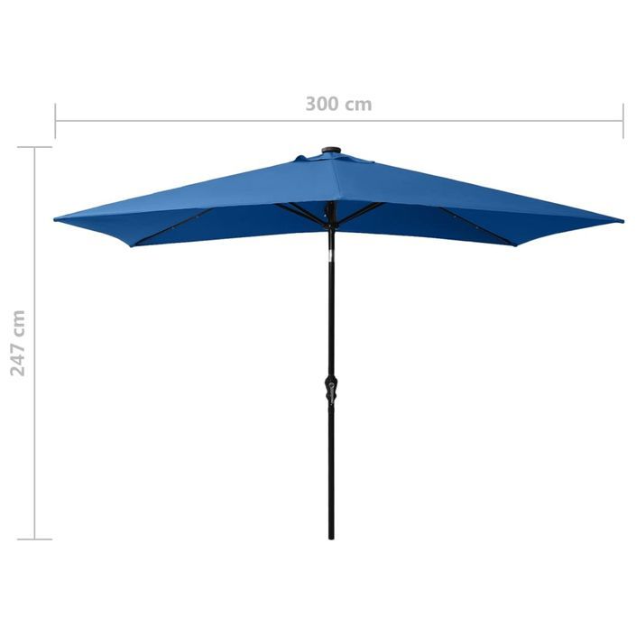 Parasol avec LED et mât en acier Bleu azuré 2x3 m - Photo n°11