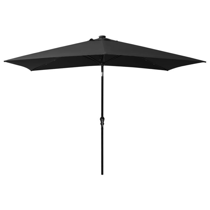 Parasol avec LED et mât en acier Noir 2x3 m - Photo n°5