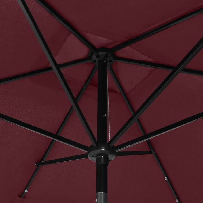 Parasol avec LED et mât en acier Rouge bordeaux 2x3 m - Photo n°2