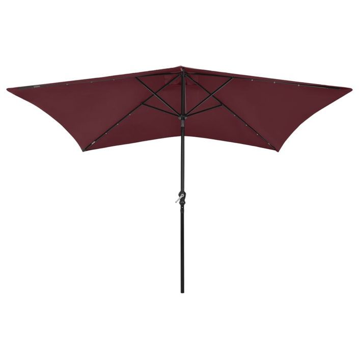 Parasol avec LED et mât en acier Rouge bordeaux 2x3 m - Photo n°4