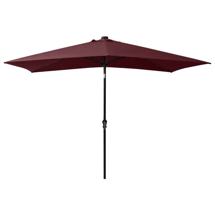 Parasol avec LED et mât en acier Rouge bordeaux 2x3 m - Photo n°5