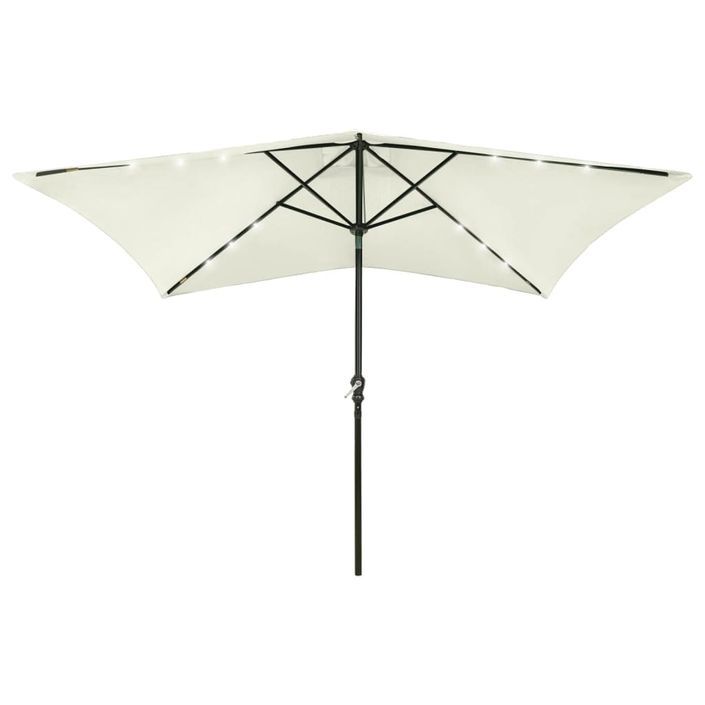 Parasol avec LED et mât en acier Sable 2x3 m - Photo n°1