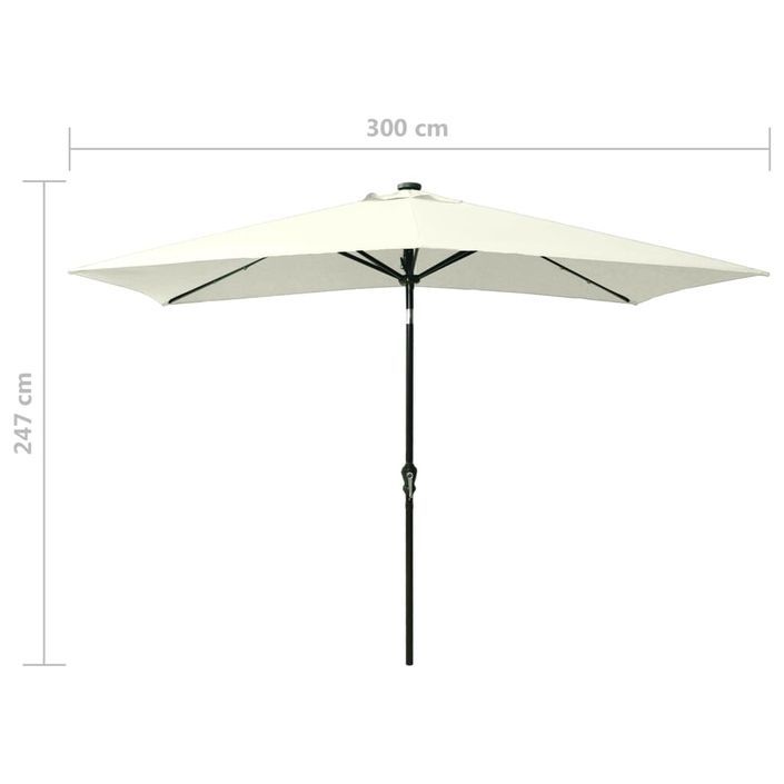 Parasol avec LED et mât en acier Sable 2x3 m - Photo n°11