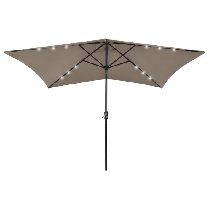 Parasol avec LED et mât en acier Taupe 2x3 m - Photo n°1