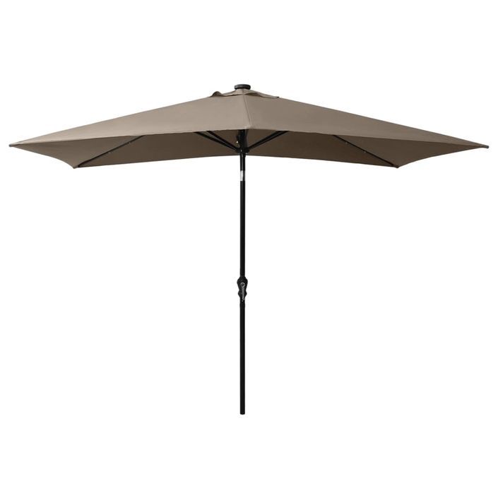 Parasol avec LED et mât en acier Taupe 2x3 m - Photo n°5