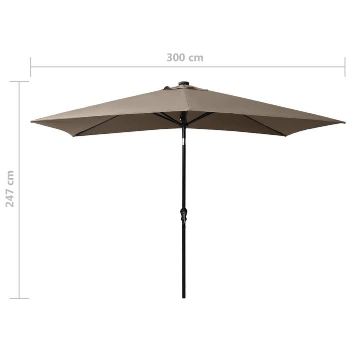 Parasol avec LED et mât en acier Taupe 2x3 m - Photo n°11