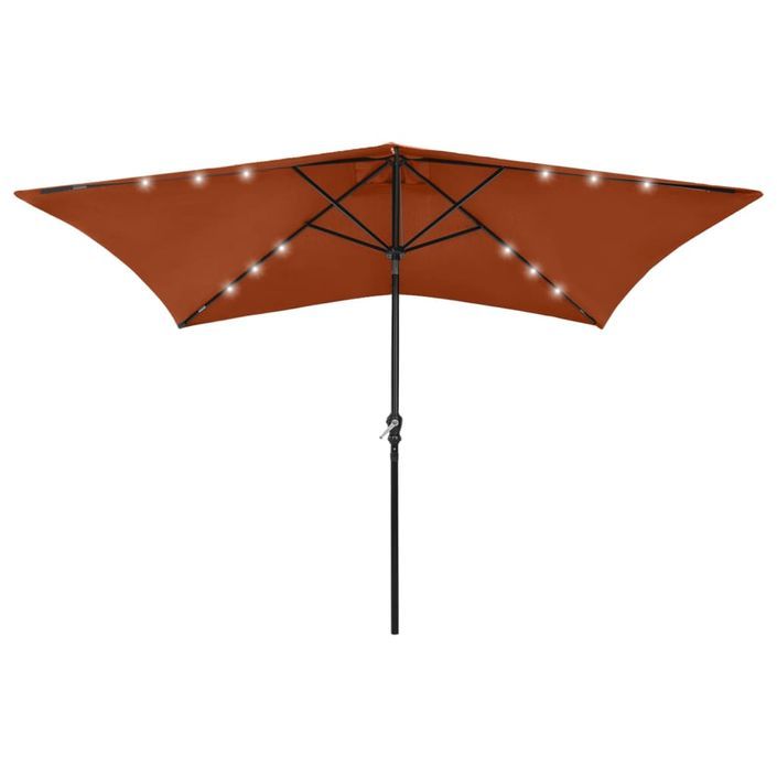 Parasol avec LED et mât en acier Terre cuite 2x3 m - Photo n°1