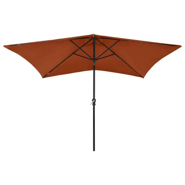 Parasol avec LED et mât en acier Terre cuite 2x3 m - Photo n°4