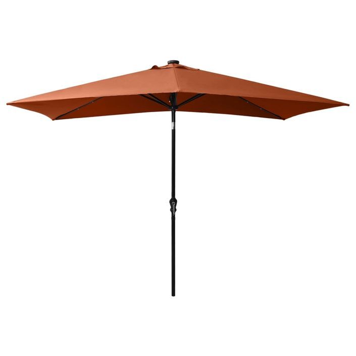 Parasol avec LED et mât en acier Terre cuite 2x3 m - Photo n°5