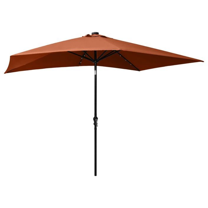 Parasol avec LED et mât en acier Terre cuite 2x3 m - Photo n°6