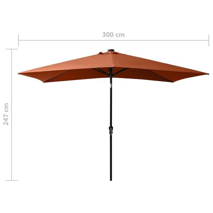 Parasol avec LED et mât en acier Terre cuite 2x3 m - Photo n°11