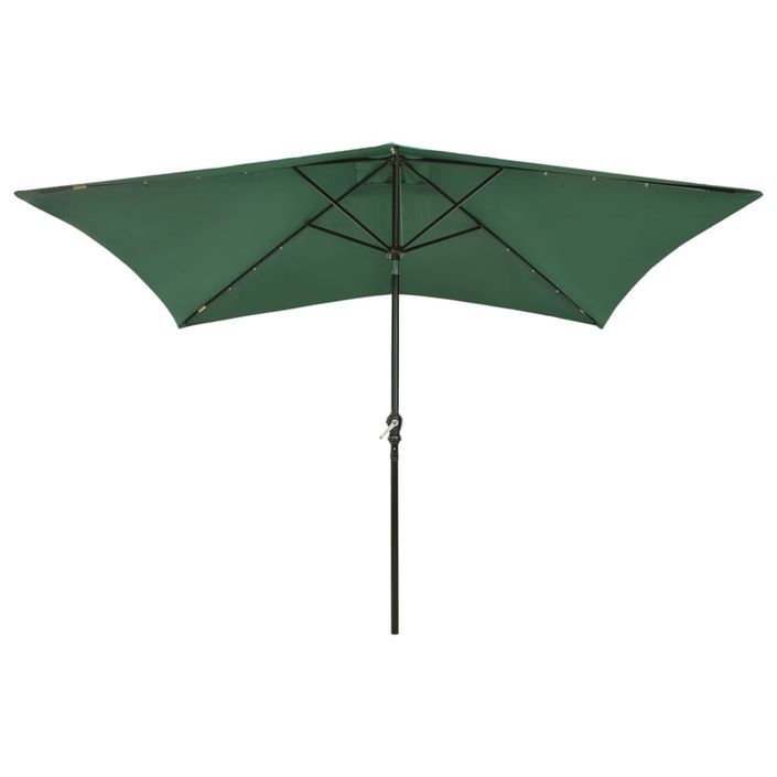 Parasol avec LED et mât en acier Vert 2x3 m - Photo n°4