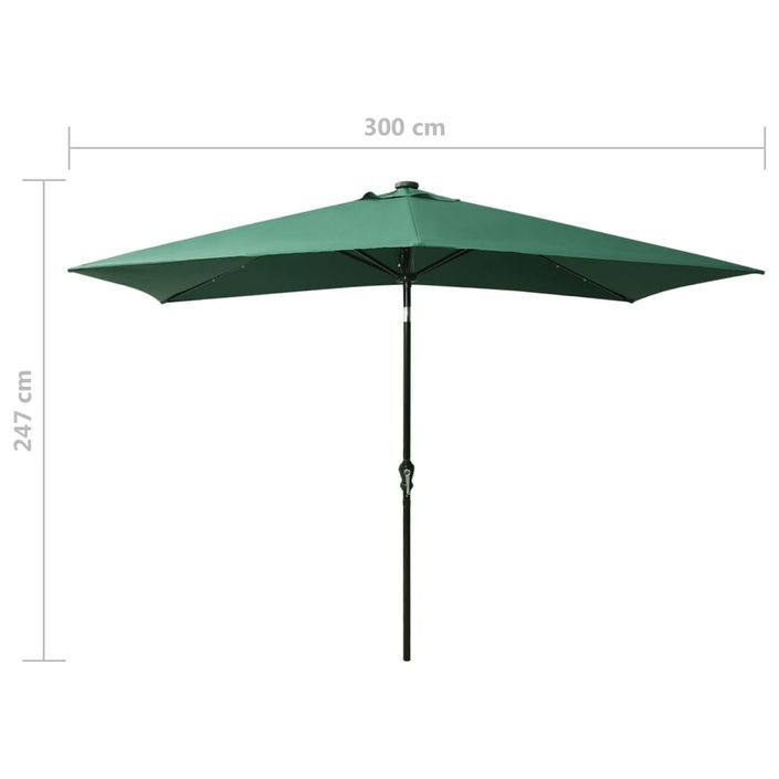 Parasol avec LED et mât en acier Vert 2x3 m - Photo n°11