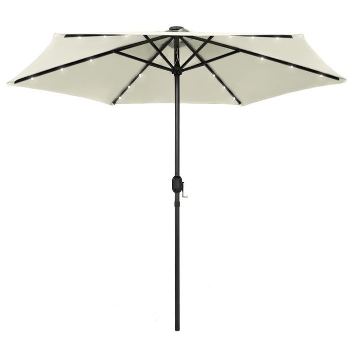 Parasol avec LED et mât en aluminium 270 cm Blanc sable - Photo n°1