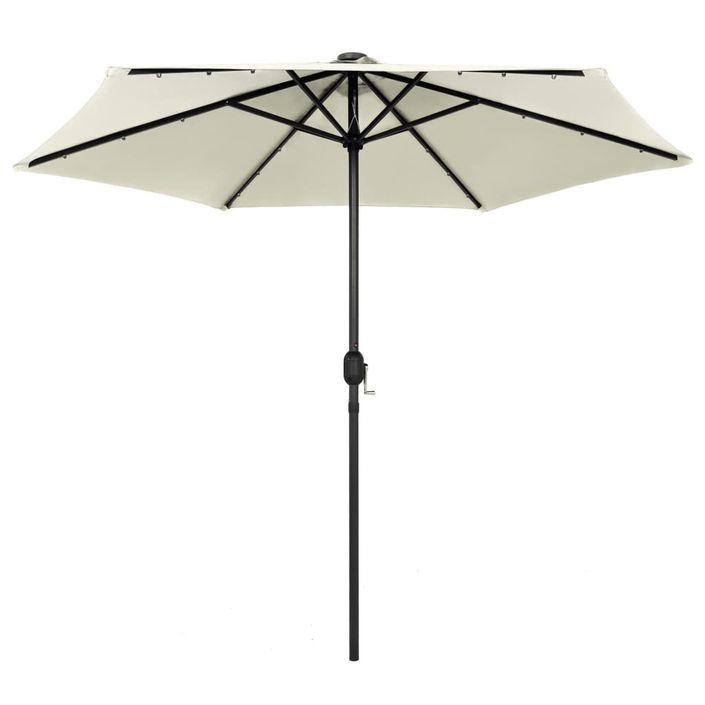 Parasol avec LED et mât en aluminium 270 cm Blanc sable - Photo n°3