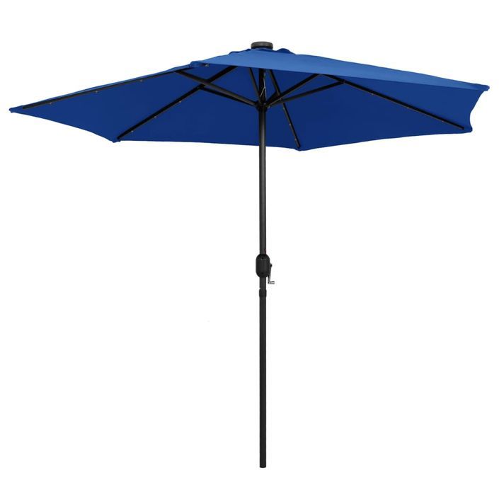 Parasol avec LED et mât en aluminium 270 cm Bleu azuré - Photo n°4