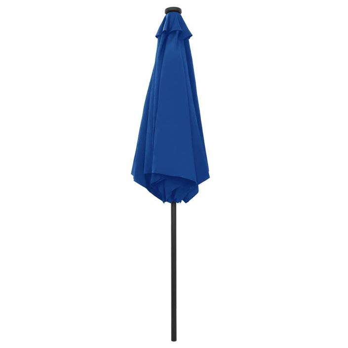 Parasol avec LED et mât en aluminium 270 cm Bleu azuré - Photo n°5