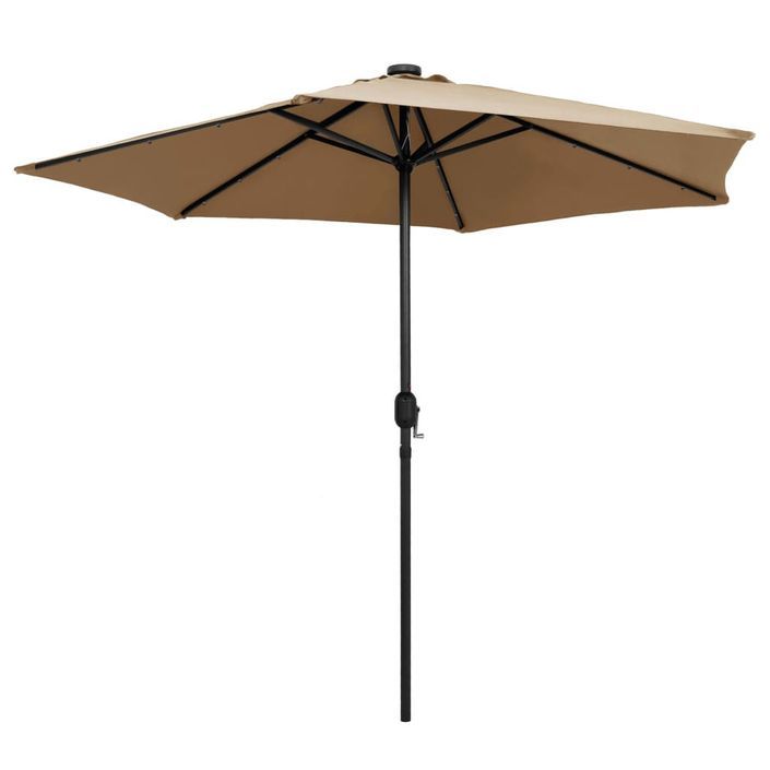 Parasol avec LED et mât en aluminium 270 cm Taupe - Photo n°4