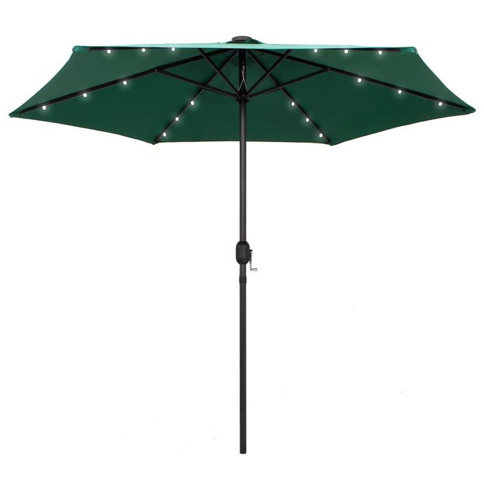 Parasol avec LED et mât en aluminium 270 cm Vert - Photo n°1