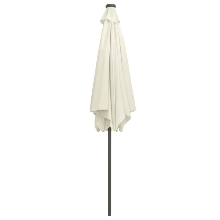 Parasol avec LED et mât en aluminium 300 cm Blanc sable - Photo n°5